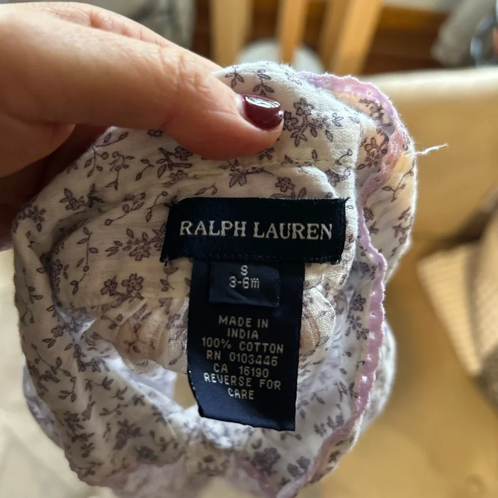 Ralph Lauren Baby 3-6 Months Purple Floral Short Sleeve Collared Shirt